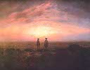 Due uomini in riva al mare al tramonto, dipinto di Kaspar David Friedrich